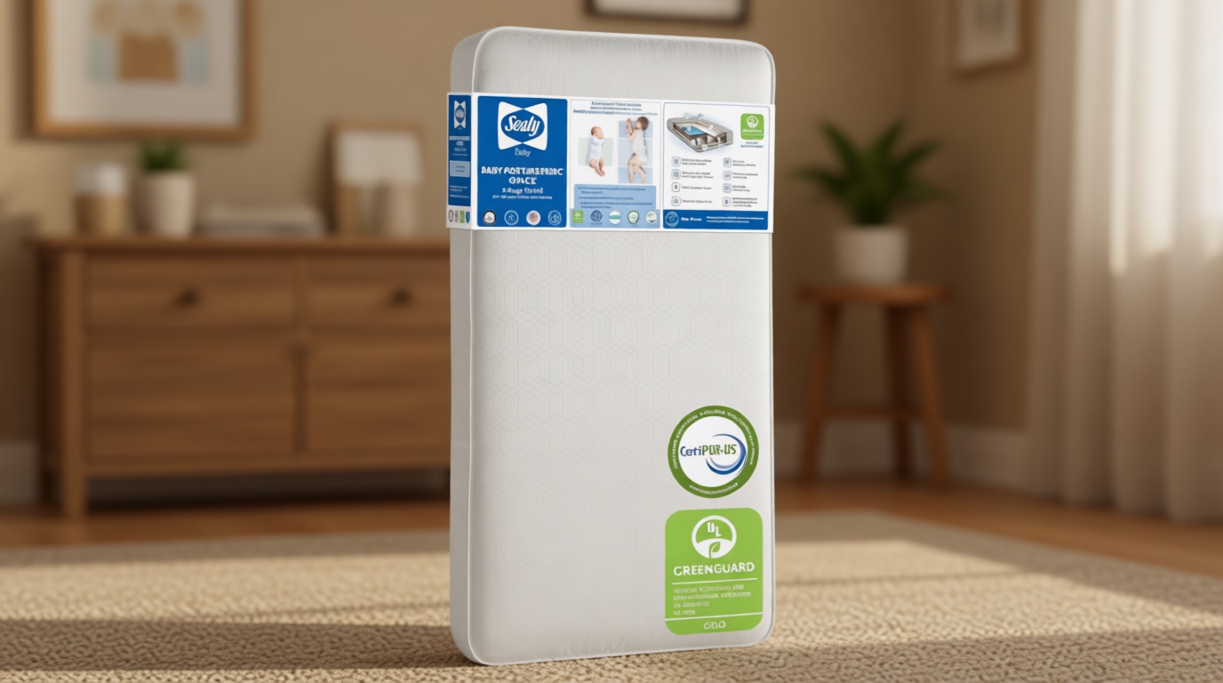 Sealy Baby Posturepedic Grace Hybrid - Firm 2 Stage Breathable Crib Mattress with Waterproof Barrier - GREENGUARD Gold Certified, Soy-enhanced Foam for Infants and Toddlers, Made in the USA (52x28")