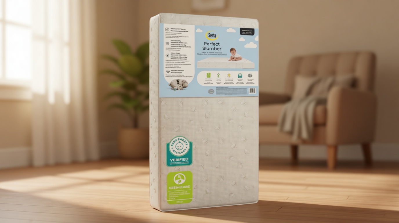Serta Perfect Slumber Dual Sided Crib and Toddler Mattress - Waterproof - Hypoallergenic - Premium Sustainably Sourced Fiber Core -GREENGUARD Gold Certified (Non-Toxic) -7 Year Warranty - Made in USA