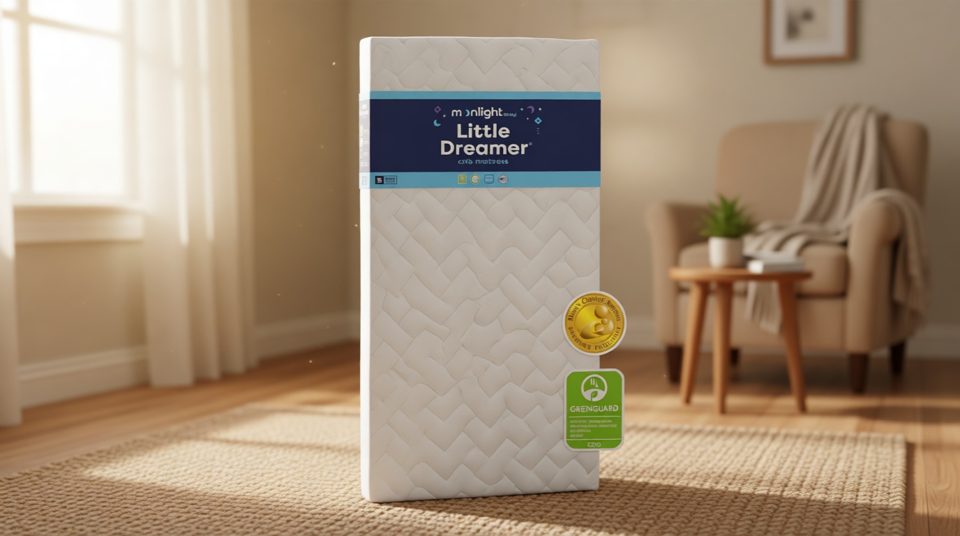 Moonlight Slumber Little Dreamer Crib Mattress – Dual-Sided Baby and Toddler Mattress, Firm Infant Support, Waterproof and Hypoallergenic, 5" Foam, Standard Size, Made in USA
