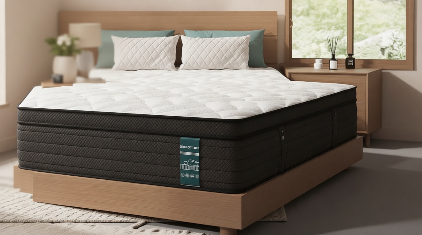 Sleepmax Extra Firm Queen Mattress 14 Inch - Deep Sleep Hybrid Mattress Pressure Relief - Deluxe Cooling Bed in Box for Back & Side Sleepers - CertiPUR-US Certified, 365-Night Trial, Forever Warranty OEKO-TEX STANDARD 100