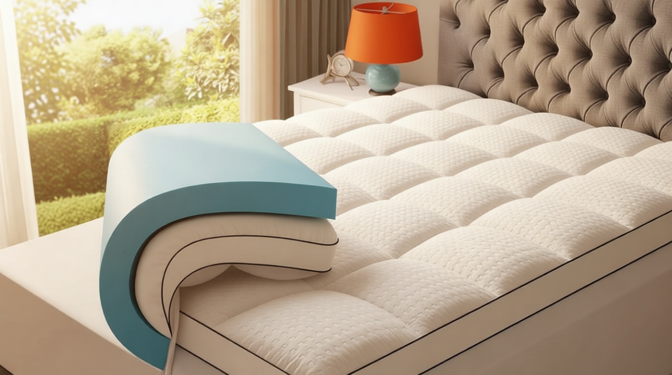 MASVIS King Size Dual Layer 4 Inch Memory Foam Mattress Topper, 2 Inch Gel Memory Foam and 2 Inch Cooling Pillow Top Mattress Pad Cover for Back Pain, Medium Support OEKO-TEX STANDARD 100