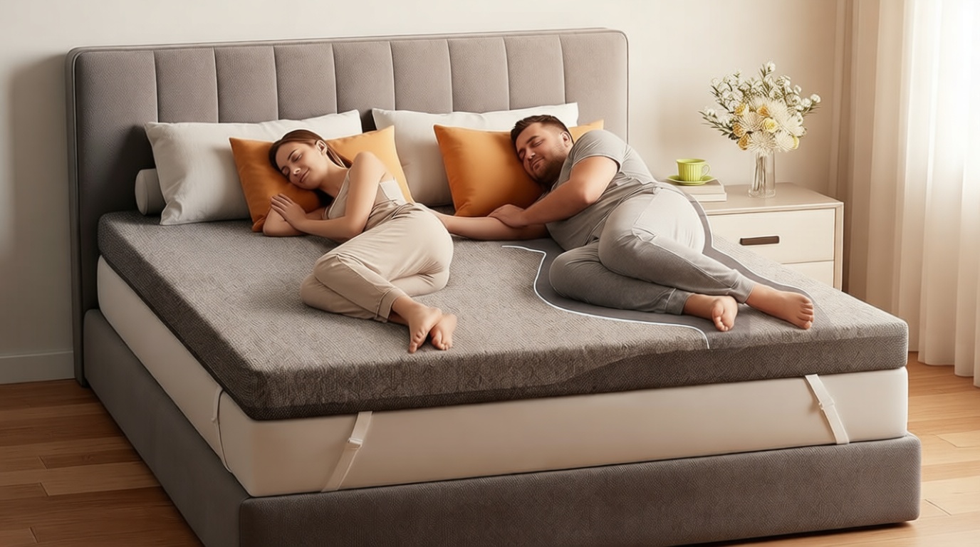PERLECARE Dual Firmness Mattress Topper Queen, 3 Inch Firm Bed Topper with Split Soft & Firm Zones, Supportive Mattress Pad for Back Pain, Non-Slip & Removable, Made with CertiPUR-US® Certified Foam OEKO-TEX STANDARD 100