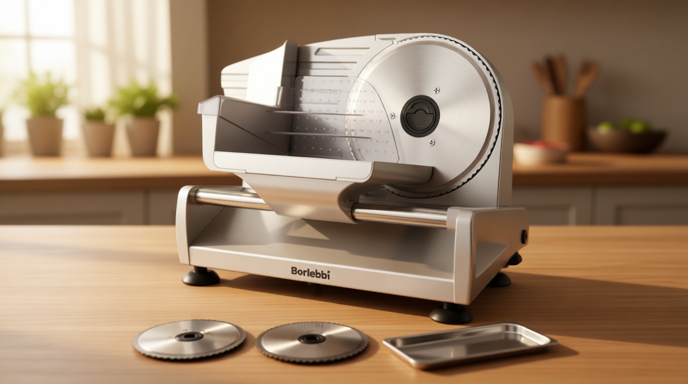 Meat Slicer, 200W Meat Slicer Machine for Home, DC Motor Quiet Deli Slicer with 2 Removable 7.5'' Stainless Steel Blades, Adjustable Dial for 0-15mm, Electric Food Slicer for Meat, Cheese, Bread