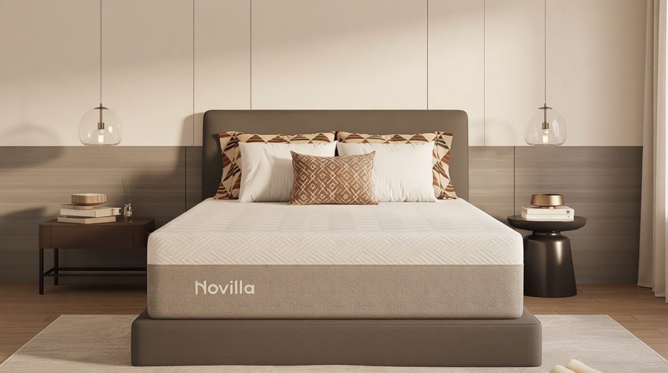 Novilla 14 Inch Queen Size Gel Memory Foam Mattress in a Box, Pressure Relieving & Plush Comfort, Bliss, Grey OEKO-TEX STANDARD 100