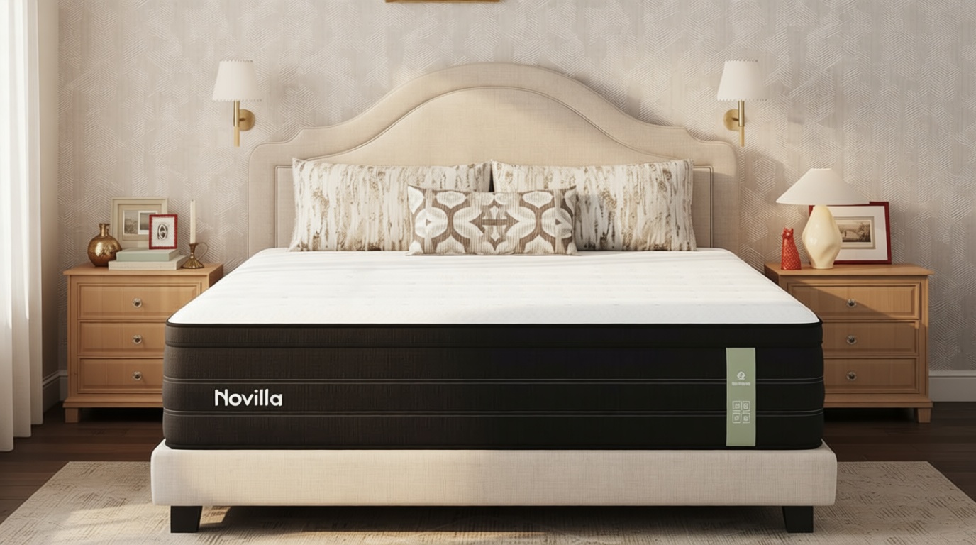 Novilla 14 inch King Size Mattress, Cooling Hybrid King Mattress with Upgraded Individual Coils & Gel Memory Foam, Enhanced Support, Reinforced Edge, Motion Isolation, Pressure Relief, CertiPUR-US OEKO-TEX STANDARD 100