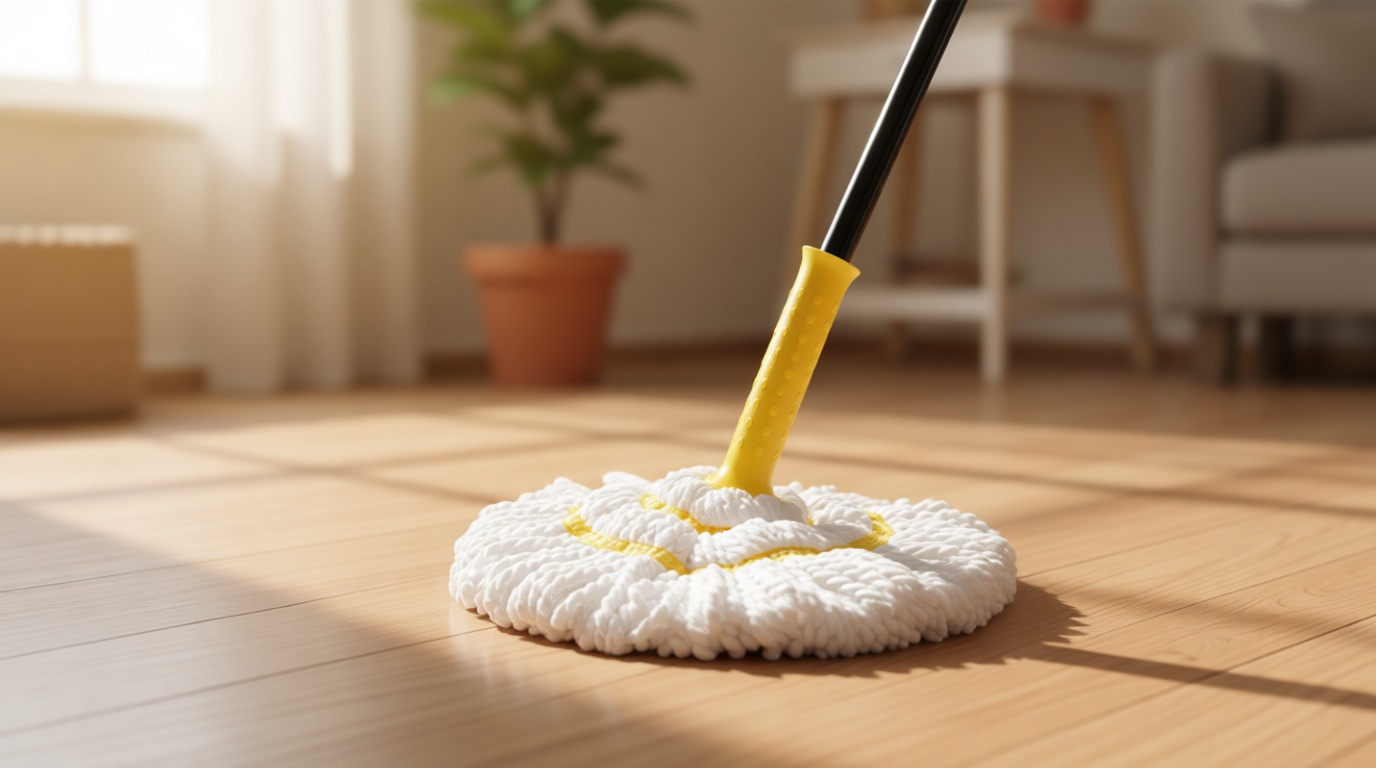KeFanta Self-Wringing Twist Mop for Floor Cleaning, Long Handled Microfiber Floor Mop with Top Scouring Pad for Kitchen, Hardwood, Restaurant, Bathroom, Garages, Warehouses, Office,57-inch