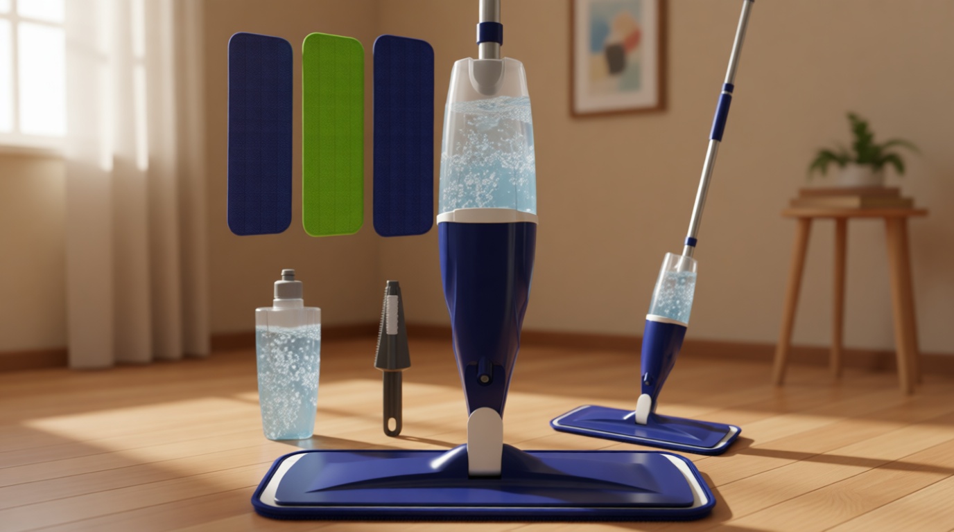 Microfiber Spray Mop for Floors Cleaning: Wet Dry Hardwood Floor Mops with 3 Washable Reusable Pads for Swiffer Powermop - Flat Mop with Sprayer for Tile Wood Laminate Vinyl Marble