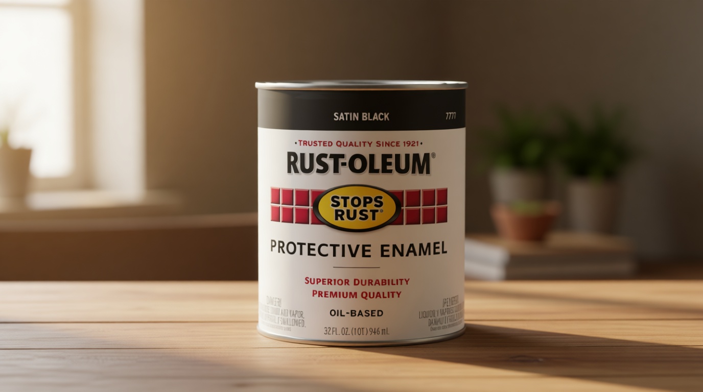 Rust-Oleum 7777502 Stops Rust Brush On Paint, Quart, Satin Black