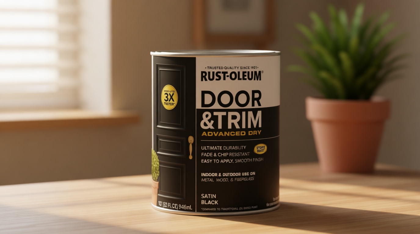 Rust-Oleum 369383 Advanced Dry Door & Trim Paint, Quart, Satin Black