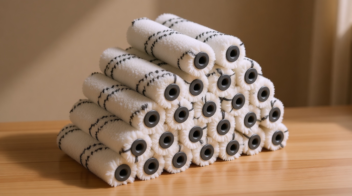 Amazon Basics Microfiber Paint Roller Covers for Smooth Finish, Shedless, Washable, 4", 24-Pack