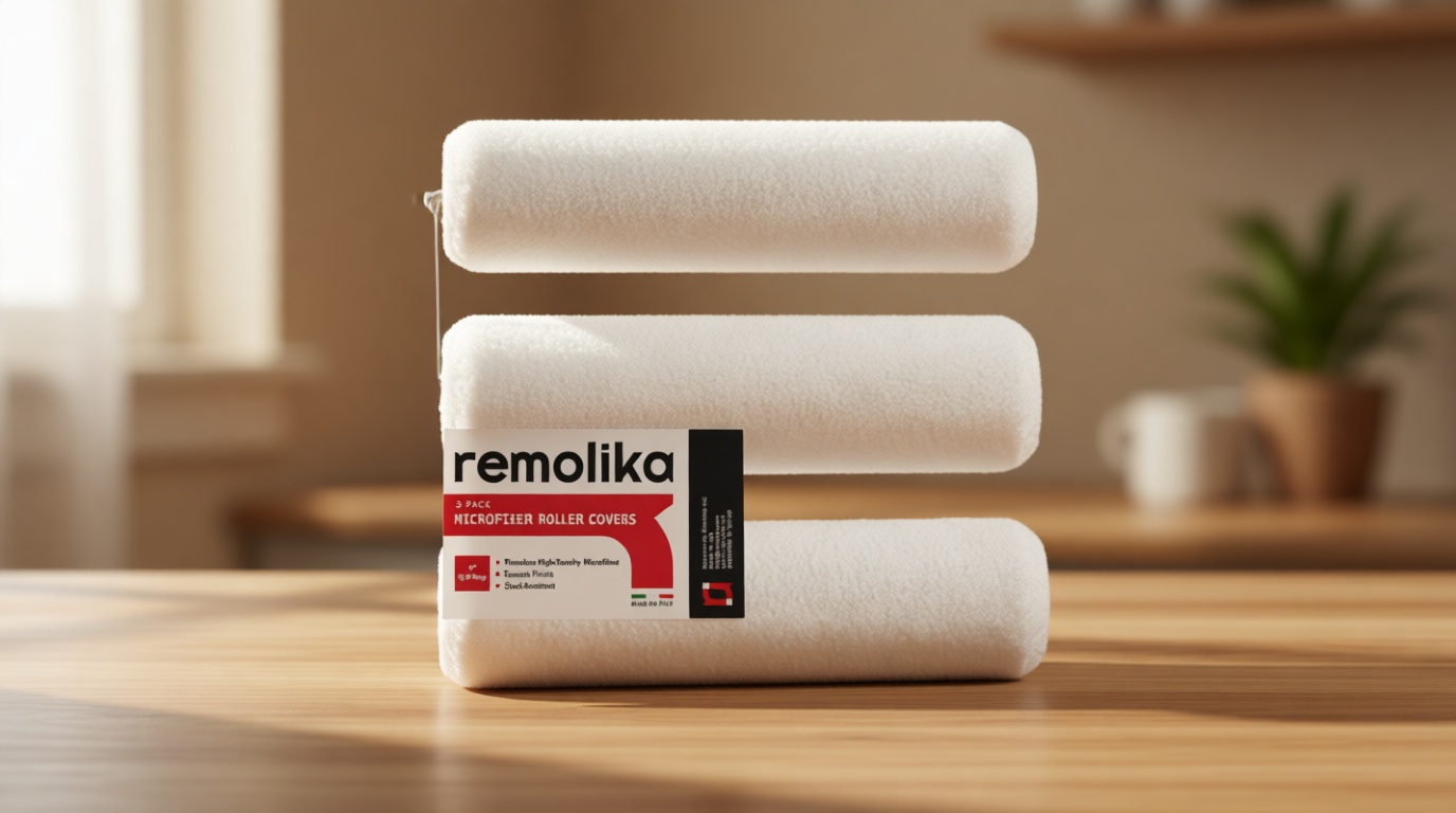 3 - Pack 9 Inches Paint Roller Covers for Smooth and Lint-Free Finish – Nap 3/8 - Made in Italy - Premium High-Density Microfiber Roller Covers - Ideal for Professionals and Homeowners