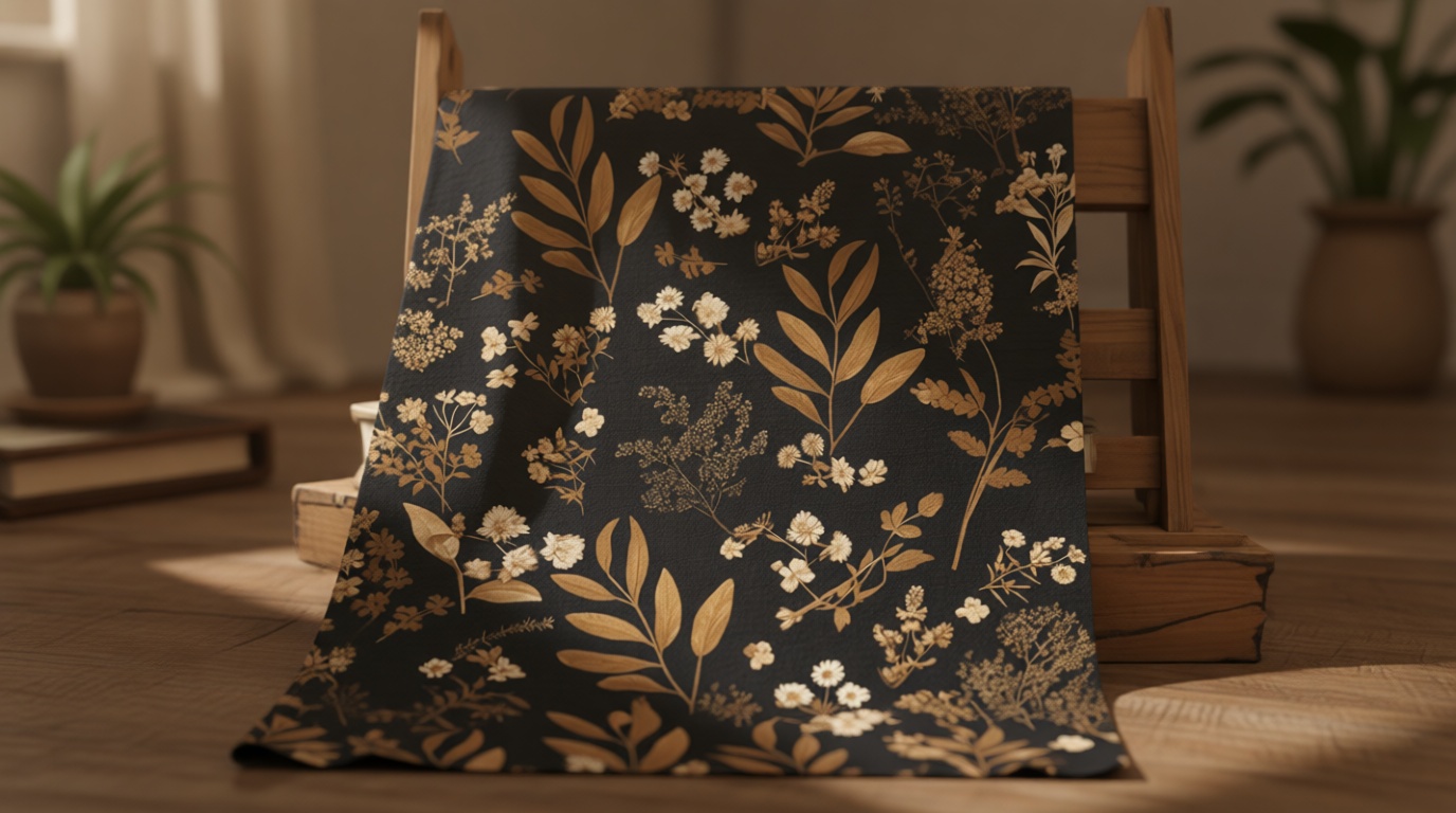 Laatse Vintage Wallpaper Peel and Stick Black Floral Wallpaper 17.5'' x 393'' Gold Leaf Contact Paper Vinyl Waterproof Self Adhesive Boho Botanical Wall Paper for Bedroom Shlef Cabinet Décor