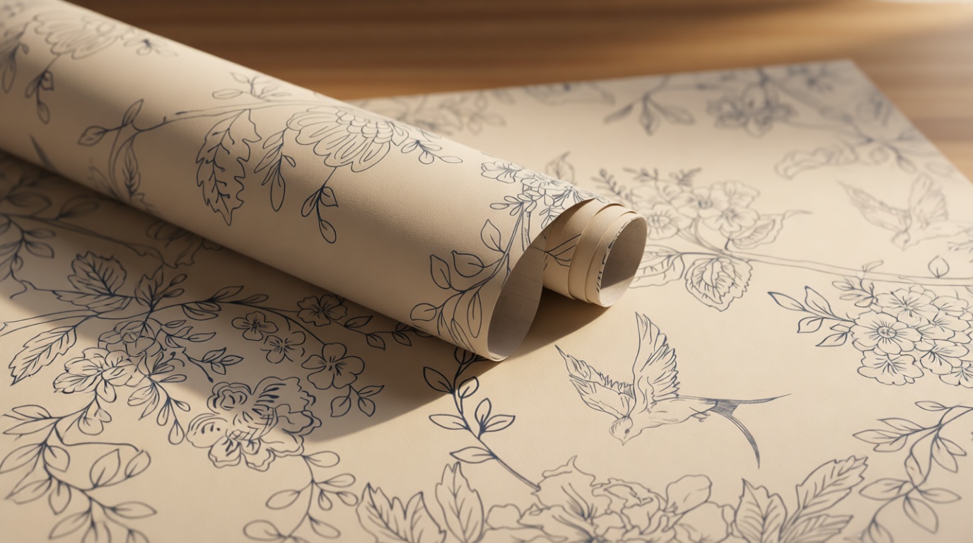 Froluya Cream White and Blue Floral Wallpaper Peel and Stick Wallpaper 17.7"x118.1" Vintage Floral Peel and Stick Wall Paper Removable Boho Self Adhesive Contact Paper for Bedroom Bathroom Vinyl