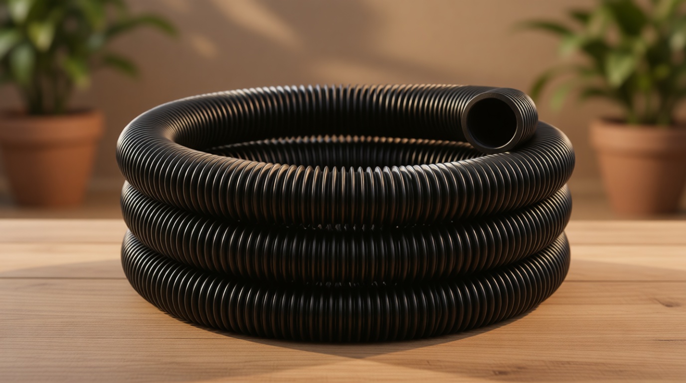 Glooglitter 4 in Outer Diameter x 15 ft Flexible Landscaping Drain Pipe Solid Expandable Drain Pipe Corrugated Pond Tubing PE Hose Black Tubing for Pond Pump Fountain Garden Swimming Pool Waterfall
