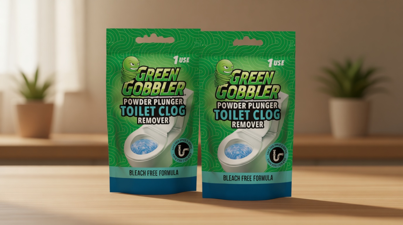 Green Gobbler POWDER PLUNGER Toilet Bowl Clog Remover - 2 Pack Net WT 16.5 oz