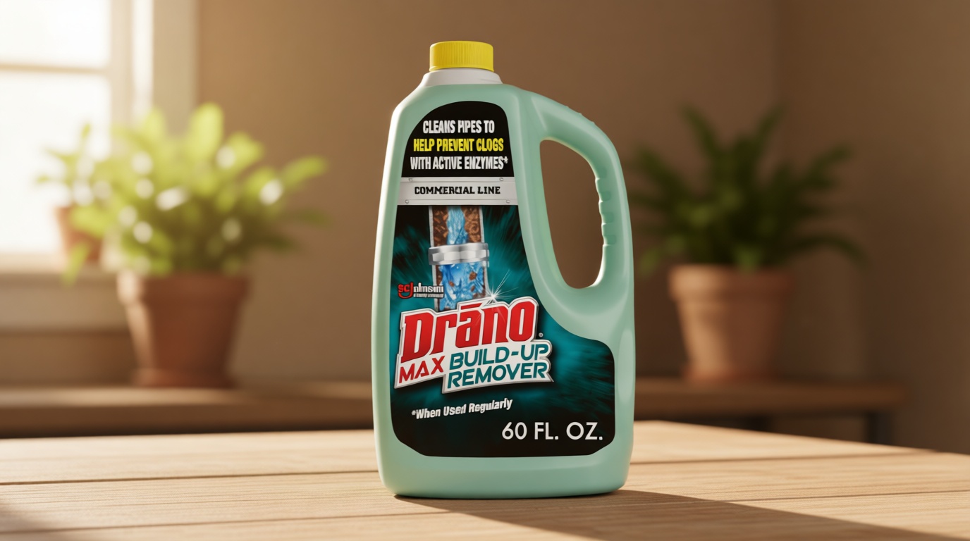 Drano Max Build Up Remover Drain Cleaner, Enzymes & Probiotics Prevents Clogs & Remove Odor-Causing Buildup, Safe for Septic, Toilets & Pipes in Bathroom Drains & Kitchen Sinks, Commercial Line, 60 oz