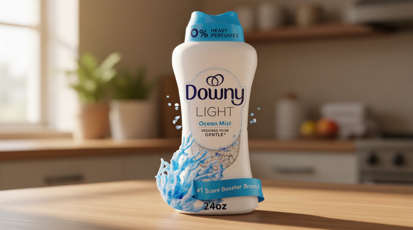 Downy Light Laundry Scent Booster Beads, Ocean Mist Scent, 24 OZ, In-Wash Fabric Beads Designed To Be Gentle With A Light Boost Of Scent, No Heavy Perfumes