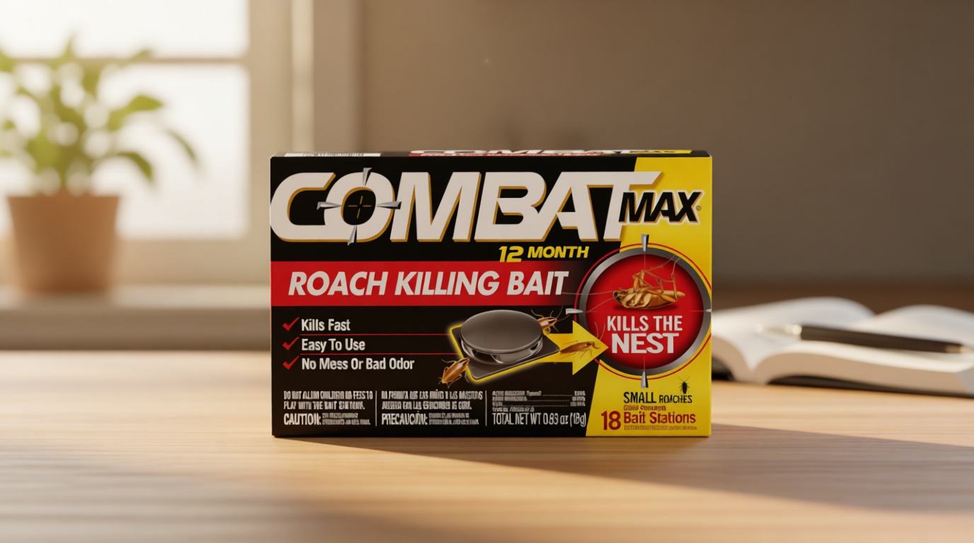 Combat Max 12 Month Roach Killing Bait, Small Roach Bait Station, Child-Resistant, 18 Count