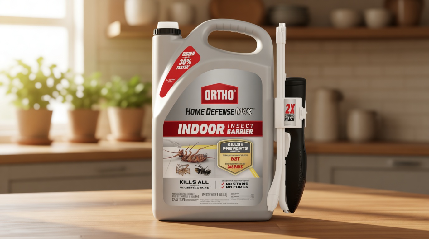 Ortho Home Defense Max Indoor Insect Barrier with Extended Reach Comfort Wand - Ready-To-Use Home Bug Spray, Kills Ants, Roaches, Spiders, Fleas and Ticks, 1 gal.