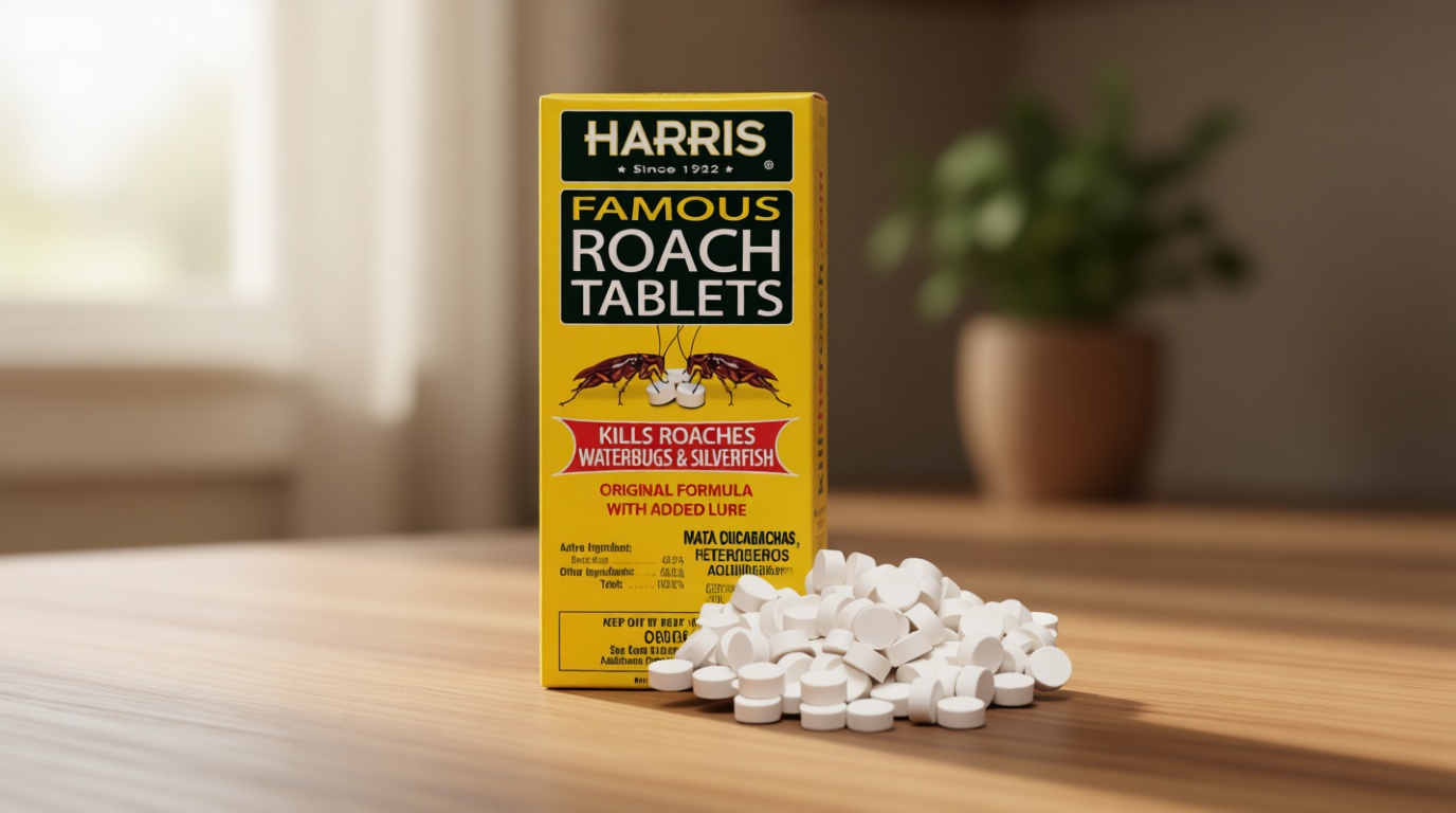 Harris Roach Tablets, Boric Acid Roach and Insects Killer with Lure, Alternative to Bait Traps (6oz, 145 Tablets), Yellow