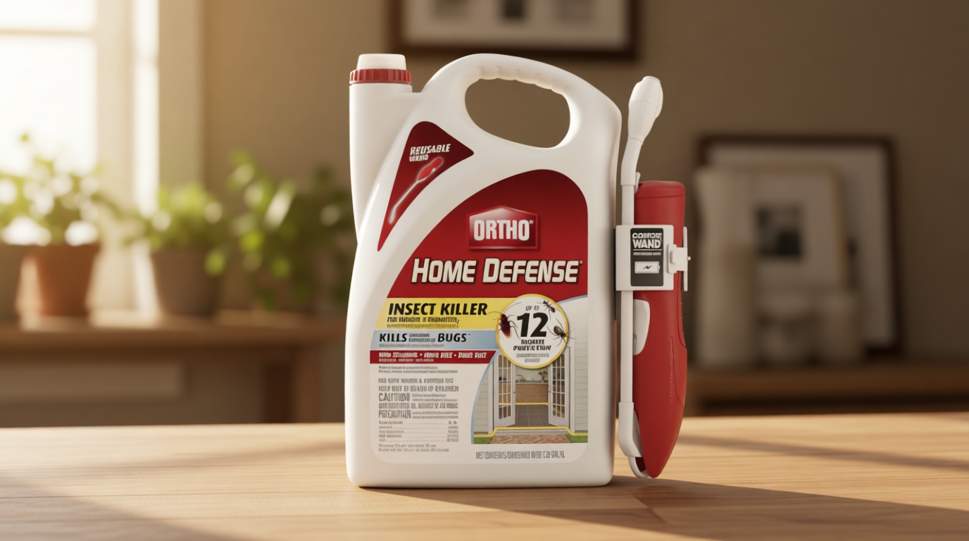 Ortho Home Defense Insect Killer for Indoor and Perimeter2 with Comfort Wand - Ready-To-Use Bug Spray, Kills Ants, Cockroaches & Spiders, 1.33 gal.