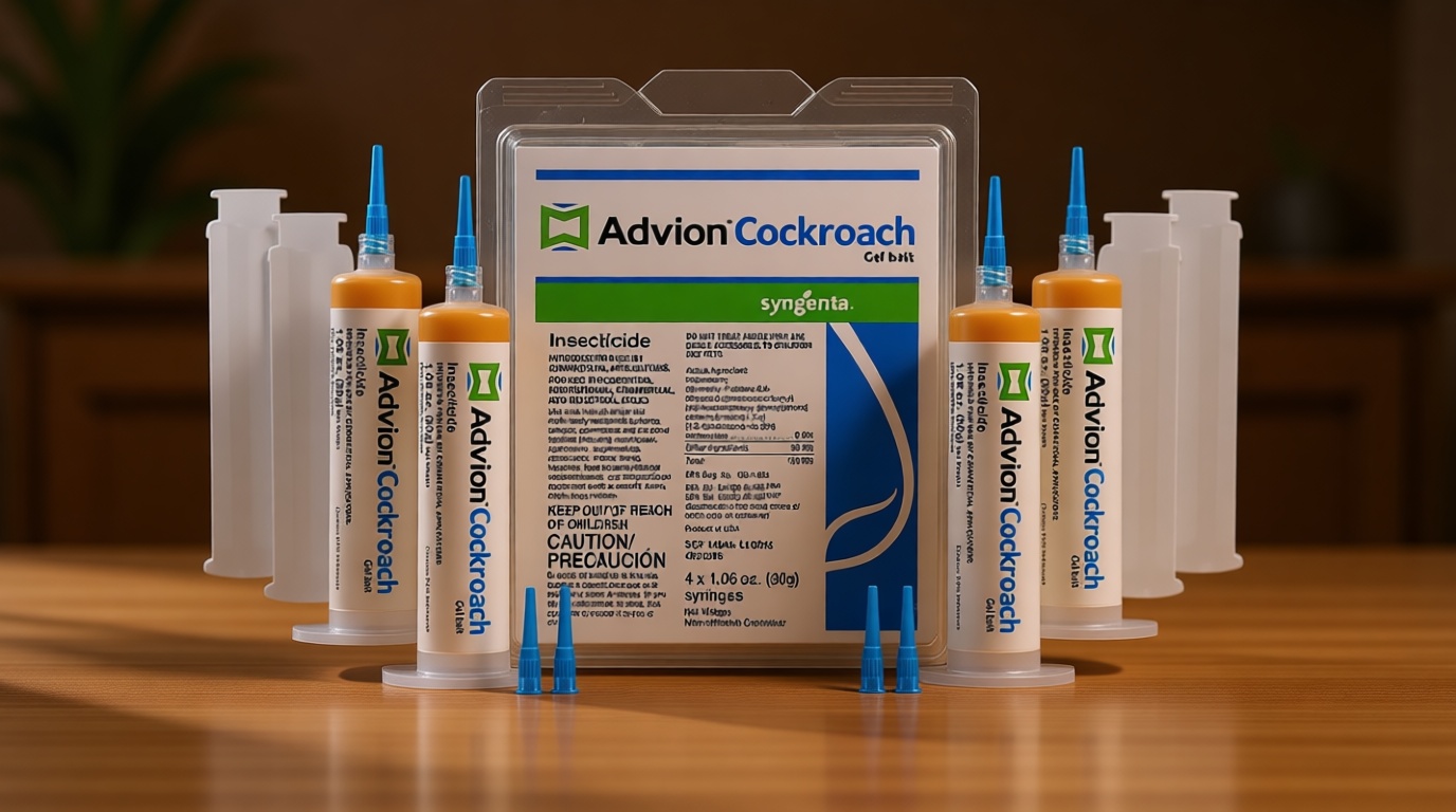 Advion Cockroach Gel Bait, 4 Tubes x 30-Grams, 4 Plunger and 4 Tips, German Roach Insect Pest Control, Indoor and Outdoor Use, Roach Killer Gel for American, German and Other Major Cockroach Species