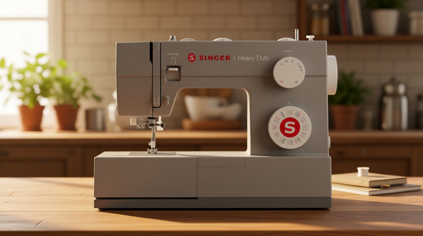 SINGER® Heavy Duty 4452 (Grey) High Speed Sewing Machine + Accessories | 32 Built-In Stitches Deliver 110 Stitch Applications | 50% More Power for Thick Fabrics, 1100 Stitches/Min, 1-Step Buttonhole