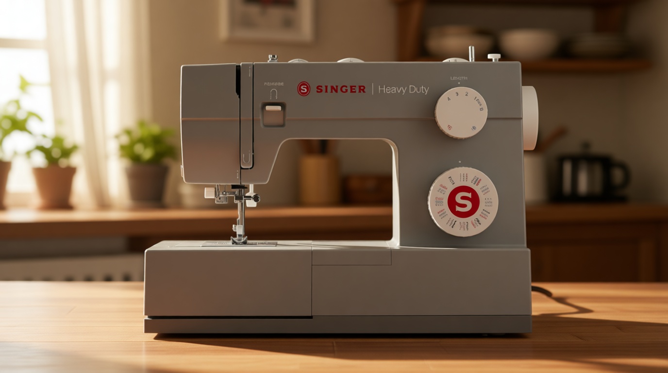 SINGER Heavy Duty 4432 (Grey) High Speed Sewing Machine +Accessory Kit | 32 Built-In Stitches Deliver 110 Stitch Applications | 50% More Power for Thick Fabrics, 1100 Stitches/Min, 1-Step Buttonhole