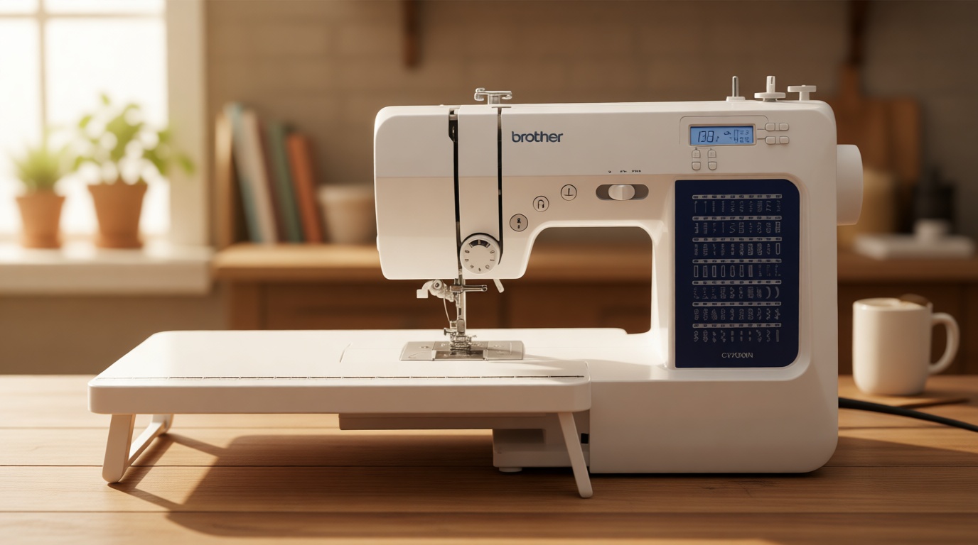 Brother CS7000X Computerized Sewing and Quilting Machine, 70 Built-in Stitches, LCD Display, Wide Table, 10 Included Feet, White
