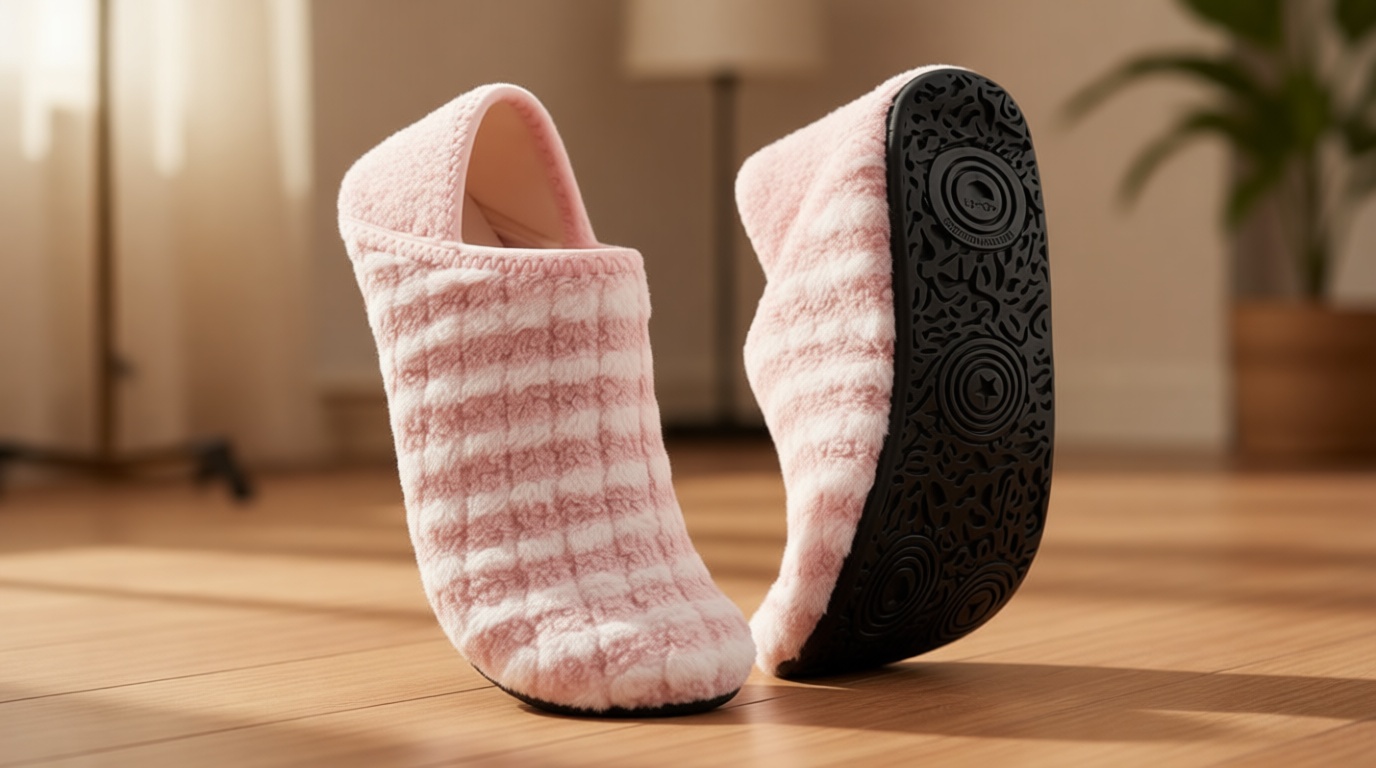 Fires Womens Mens Slippers with Rubber Sole Soft-Lightweight House Slipper Socks Around House Shoes Non Slip Indoor/Outdoor