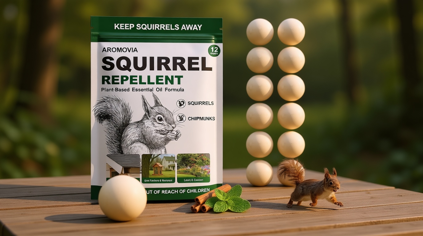 Squirrel Repellent Outdoor Powerful Peppermint Oil Squirrel Repellent Balls, 12-Pack Chipmunk Repellent Peppermint Balls for Outdoor, Pet Safe Formula Squirrel Deterrents for Garden, Patio, Yard