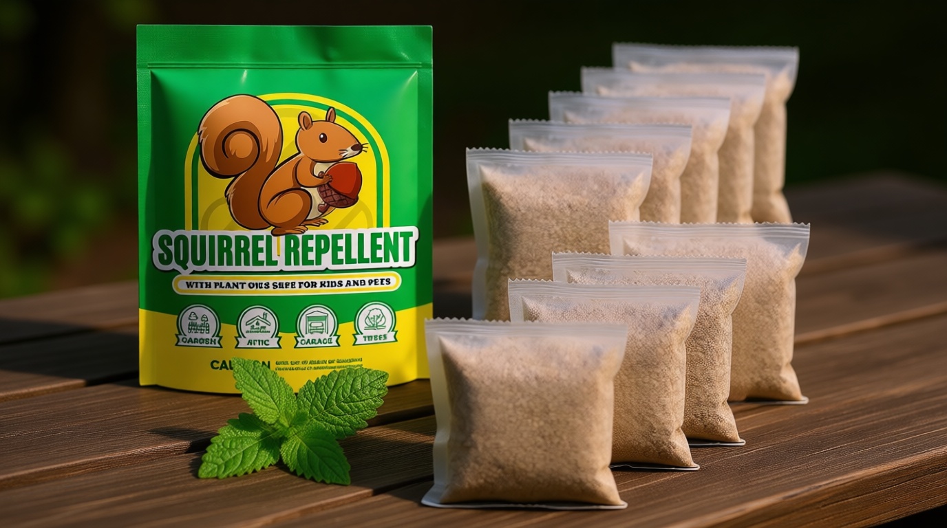 Squirrel Repellent Outdoor 12 Packs, Chipmunk Repellent Outdoor for Bird Feeders, Natural Squirrel Deterrent Keep Squirrels Out of Garden Yard, Squirrel Repellent for Attic Cars Engines Roof
