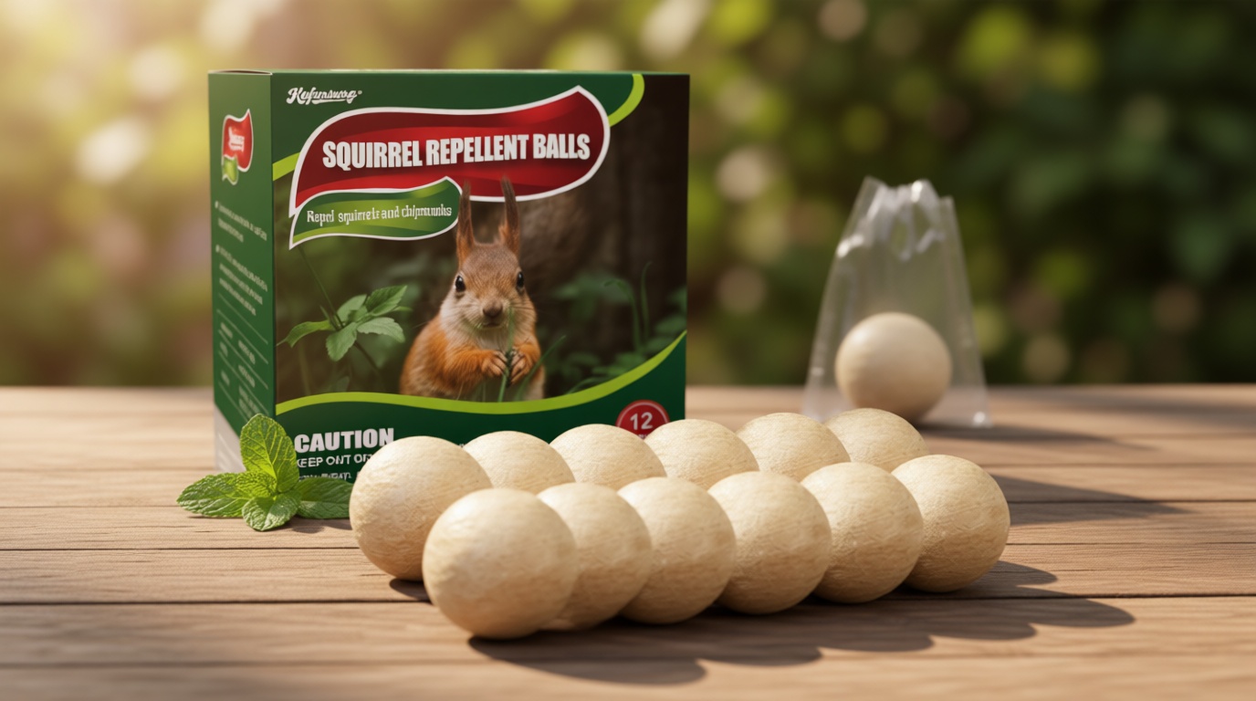 12 Pack Squirrel Repellent Balls- Chipmunks & Rodents Repellent for Outdoor & Indoor Use,Cars,Gardens, Bird Feeders & Attics-Safe for People,Plant-Based