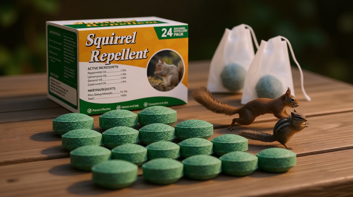 24 Pack Squirrel Repellent for Attic, Car Engines, Garden & Home Rodent Repellent Squirrel Deterrent for Outdoor & Indoor Use Keep Squirrels Away from Wires, Walls, Garages & More
