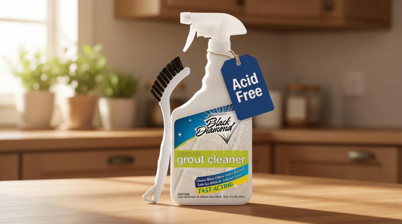 Black Diamond Ultimate Grout Cleaner: Best Cleaner for Tile,Ceramic,Porcelain, Marble Acid-Free Safe Deep Cleaner & Stain Remover for Even The Dirtiest Grout. (1-Quart/1-Brush)
