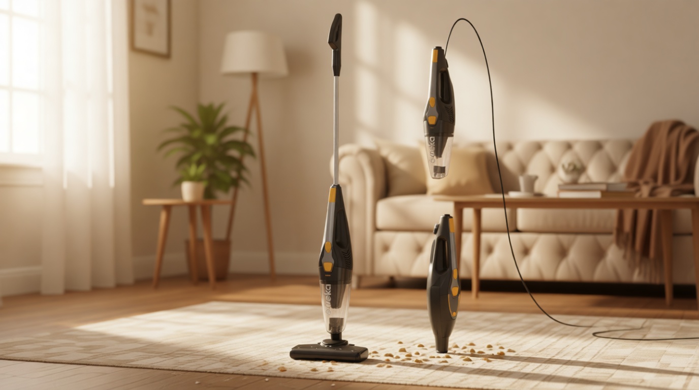 Eureka Blaze Stick Vacuum Cleaner, Powerful Suction 3-in-1 Small Handheld Vac with Filter for Hard Floor Lightweight Upright Home Pet Hair, Dark Black