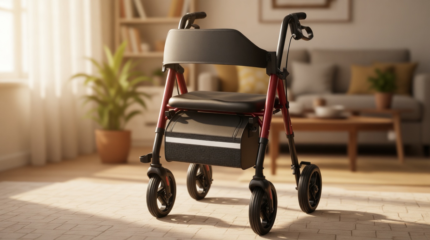 VOCIC Walkers for Seniors, Z21 Rollator Walker with Seat Supports 350lb, 8" Big Wheels for All Terrain, Ergonomic Arc Seat & 6" Ultra Backrest Foldable Walker, Dual Height Adjustment, Lightweight 2025