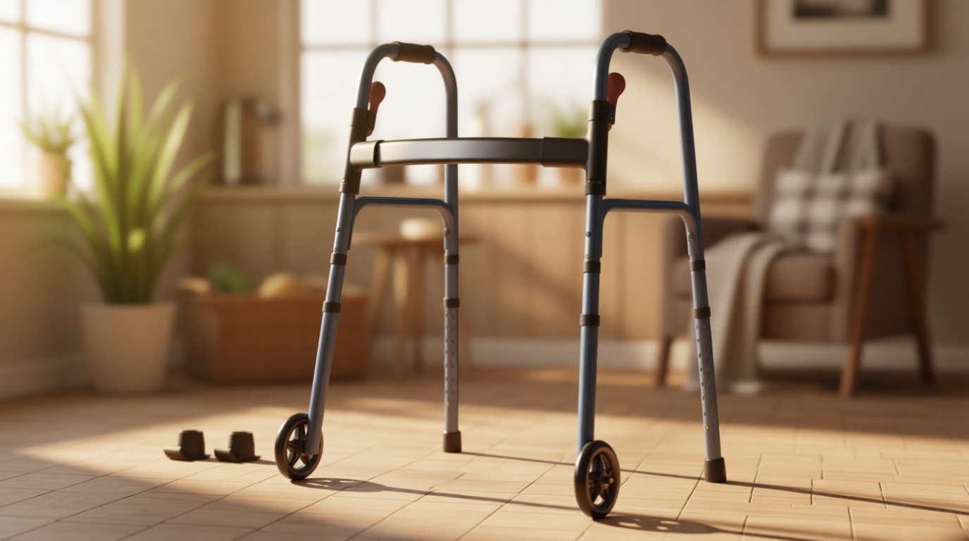 Folding Walker for Seniors, Rolling Walker with 8 Height Adjustments, One-Hand Folding, 300lbs Capacity, Lightweight Aluminum Front Wheel Walker for Elderly Adults and Handicap